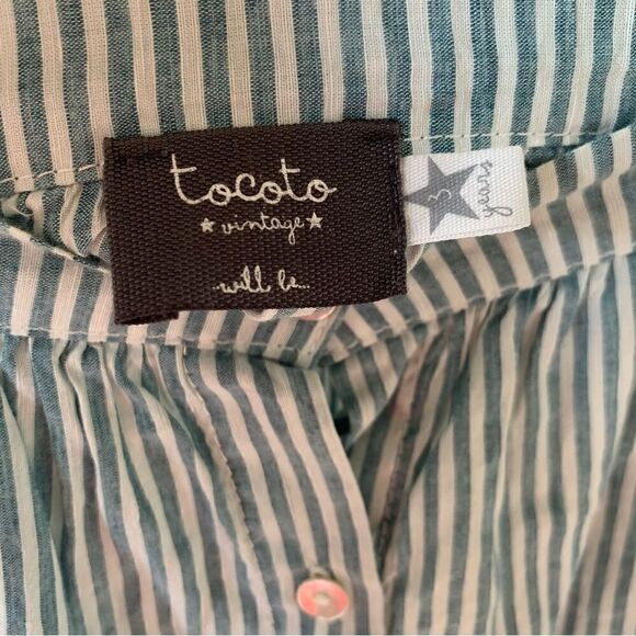 Tocoto Vintage Linen Blend Striped Skirt - Picture 4 of 8